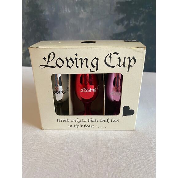 RARE Royal Caribbean "Loving Cup" Set of 6 Metallic Stemmed Shot Glasses w/ Box - Picture 3 of 5